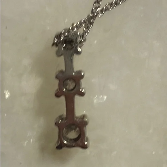 Brilliant Diamond Pendant Necklace 14k White Gold 585 Dainty 18 inch Chain Italy